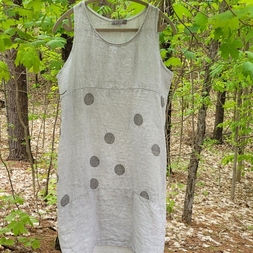 PISTACE, 100% linen dress, M, light gray